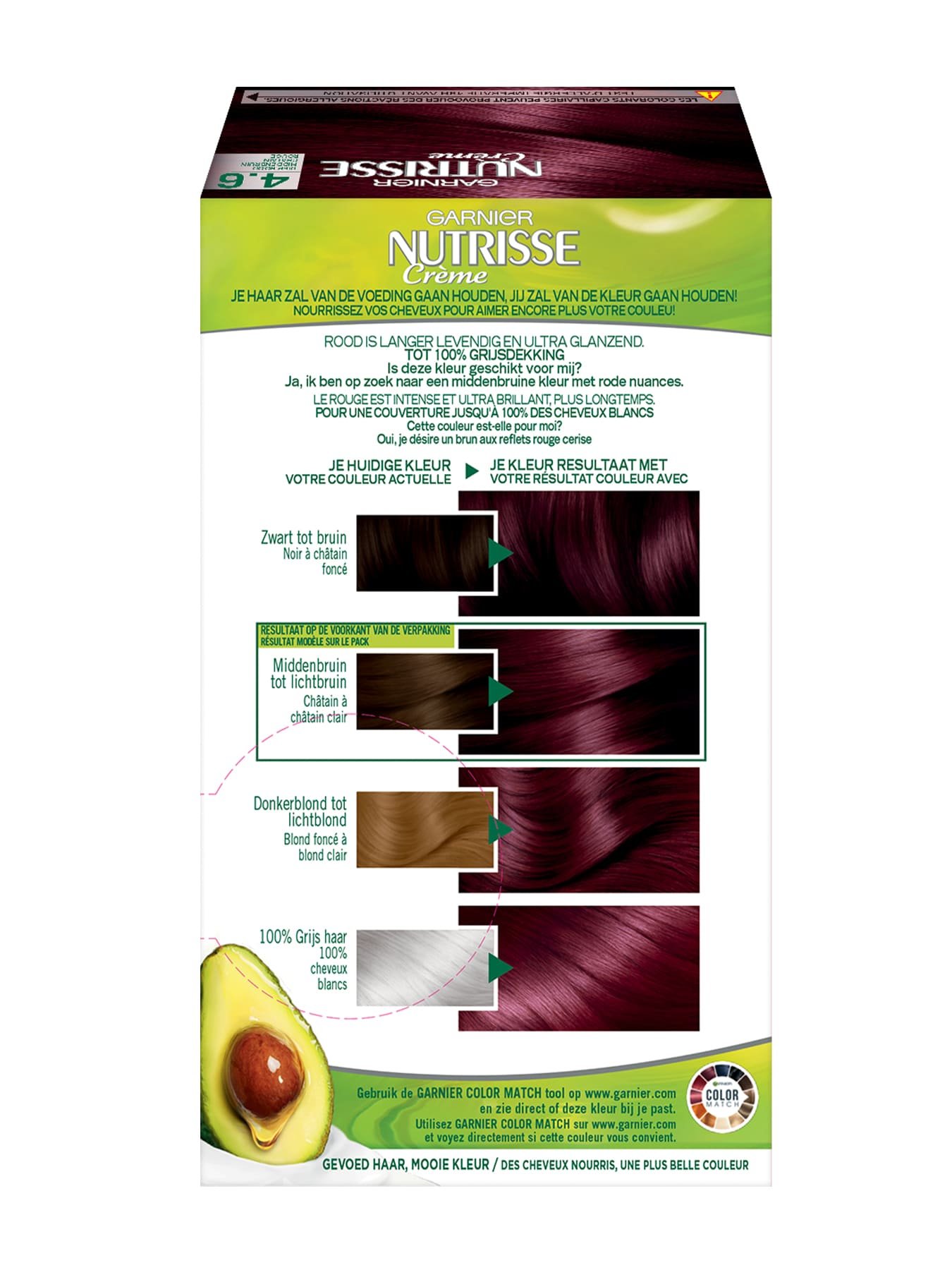 Nutrisse Creme 4.6 diep rood middenbruin achterkant